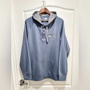 NFL Men's Blue Seattle Seahawks Quarter Buttoned Pullover Hoodie, Size XL - NWOT